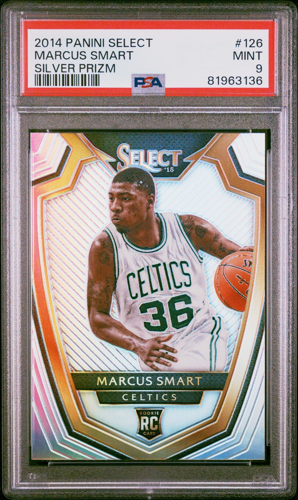 2014 PANINI SELECT SILVER PRIZM #126 MARCUS SMART PSA 9