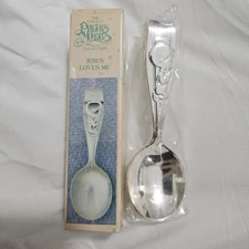 Enesco Precious Moments Boy Jesus Loves Me Infant Baby Spoon Silver Plate NIB 