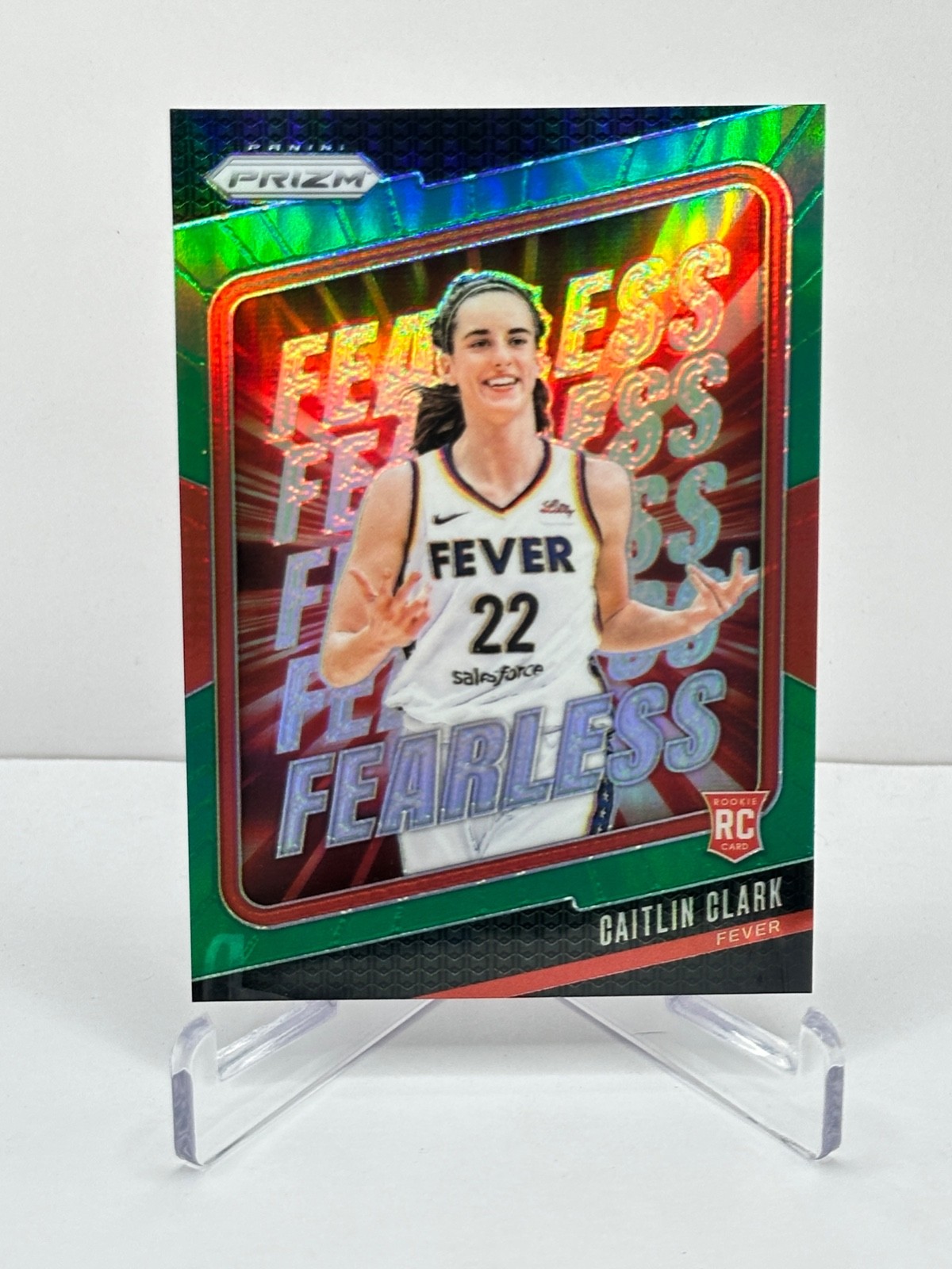 CAITLIN CLARK 2024 Panini Prizm WNBA Fearless Prizms Green #10 RC Rookie Insert