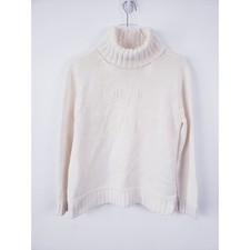 Lauren Ralph Lauren Snowflake Turtleneck Sweater Cream Knit Winter Size Large