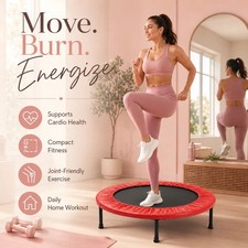Mini Fitness Trampoline Red Portable Cardio Workout Exercise Rebounder 36 Inch