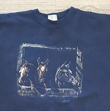 Vintage 1995 Horses in Stable Men's LARGE Sweatshirt Equestrian 90s