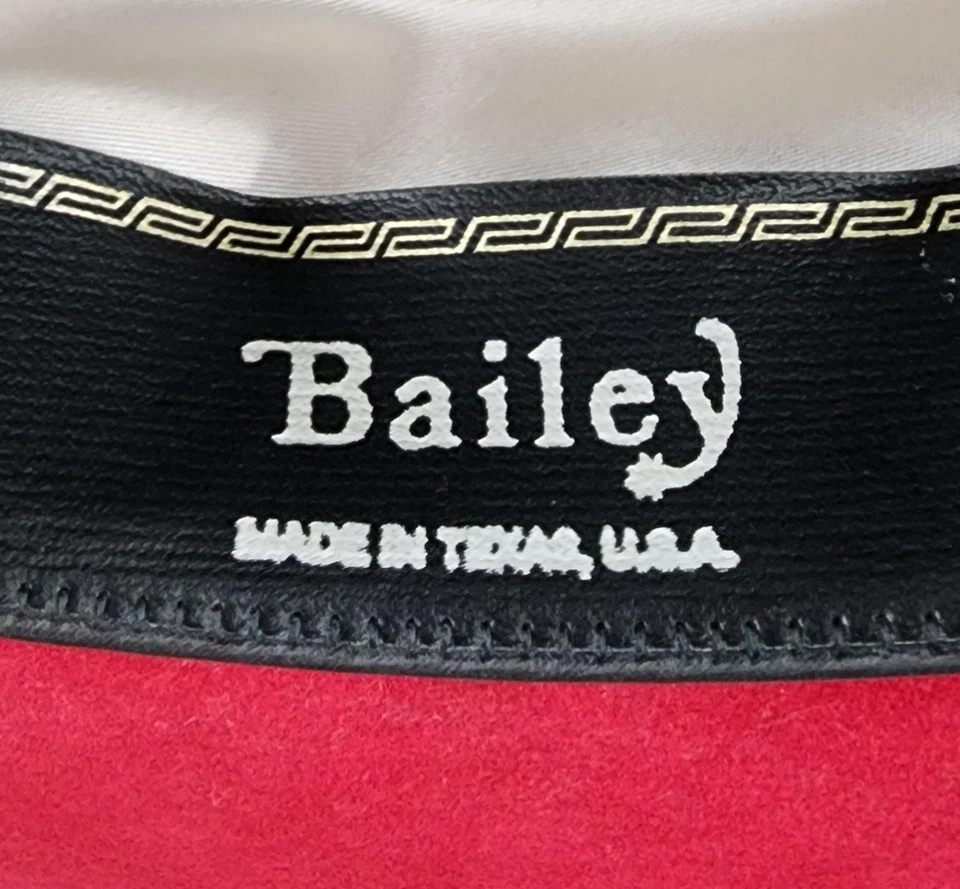 Bailey Cowboy Hat Unisex 7 1/8 Red Felt Wide Brim Fitted Western Made in USA VTG - Image 3 of 4