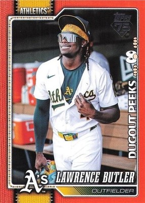 Lawrence Butler 2026 Topps Dugout Peeks Orange 12/25 Athletics Celebration #324