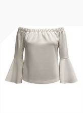 Eliza J Off-Shoulder Bell Sleeve Top in Cream
