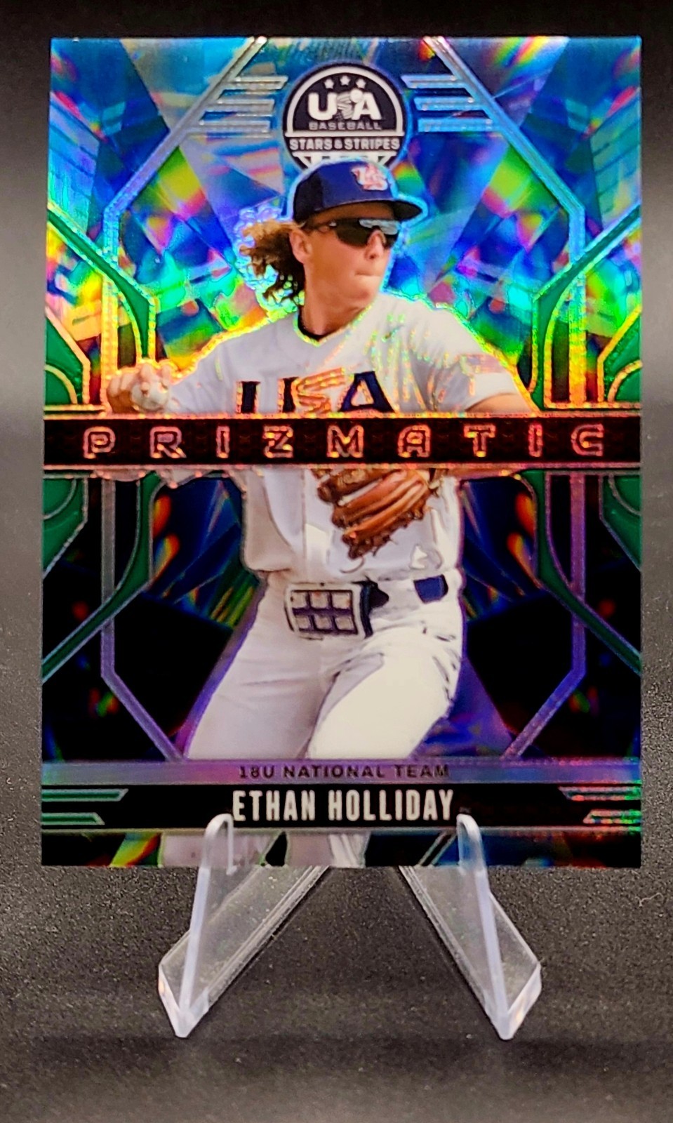 2026 Panini Stars And Stripes Ethan Holliday Prizmatic Green Prizm #12...