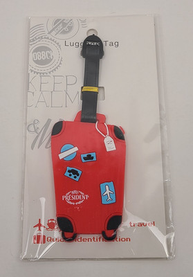 President Cheese Promotional Luggage Tag Advertisement Travel Bag ID Fun Red 
