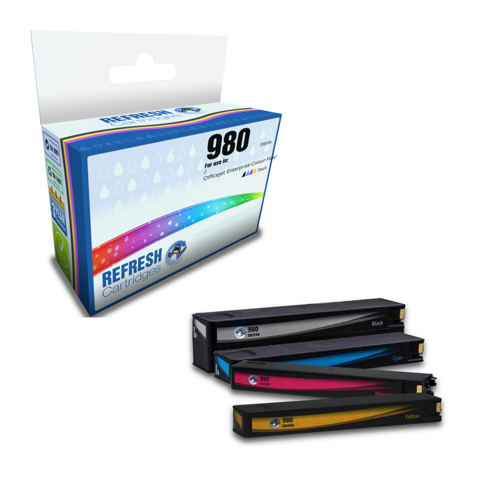 Refresh Cartridges Everyday Value Pack 4x 980 Ink Compatible With HP Printers