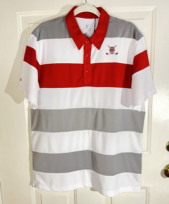 NWT CHUCO GOLF Equus RED white gray rugby style SS polo size L skull logo [770]