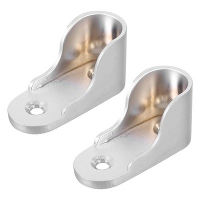 2Pcs Closet Rod Holders Supports Closet Rod Socket Flange Base (Silver)