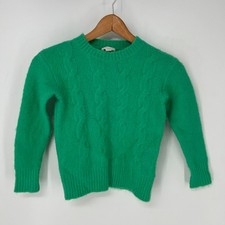 J Crew Crewcuts Sweater Kids 6/7 Green Cable Knit Wool Blend Pullover