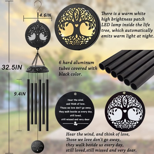 Solar Lebensbaum Windspiel - Erinnerungsgeschenk für Mama, Outdoor Gartendeko - Bild 3 von 7