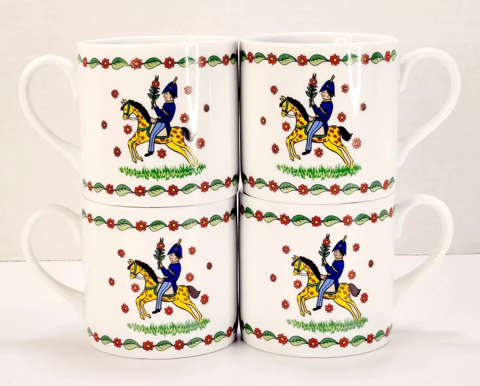 Juego de 4 tazas Gevalia Kaffe VERANO temporada sueca colección caballo guardián 14 oz Foto 2 de 4