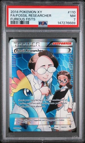 2014 POKEMON XY FURIOUS FISTS #110 FULL ART/FOSSIL RESEARCHER PSA 7