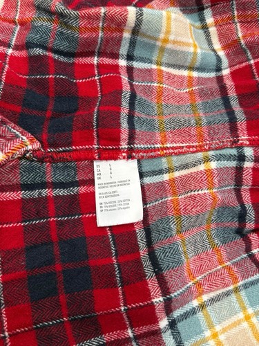 American Eagle Womens Button Up Flannel Shirt Plaid Red Size Large Soft Slim Fit - Picture 3 of 6