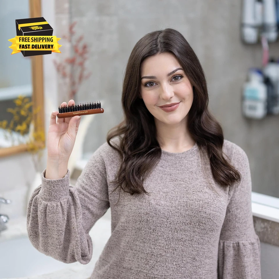 Cepillo para burlas de cerdas de jabalí y nailon - Peine para seccionar el cabello tamaño de la palma Foto 2 de 4