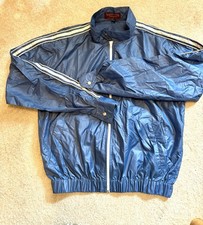 Giacca a vento bomber leggera retrò Roamers blu/bianco con zip XL