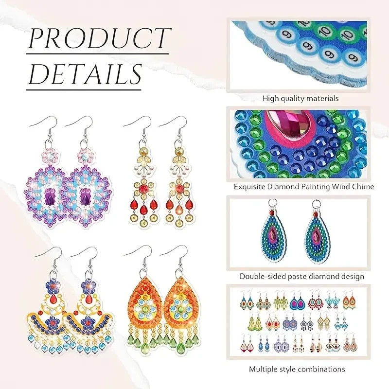 DIy 5d DIamond Painting kit makes 20 pair of earrings New