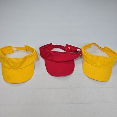3x Sonnenvisier Cap Set Gelb Rot Baumwolle Golf Tennis Freizeit One Size