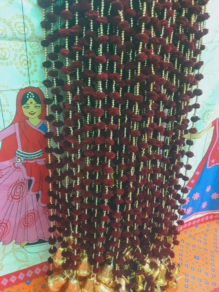 Pompón indio multicolor Navidad decoración boda Mehndi lote al por mayor 5 piezas Foto 3 de 4