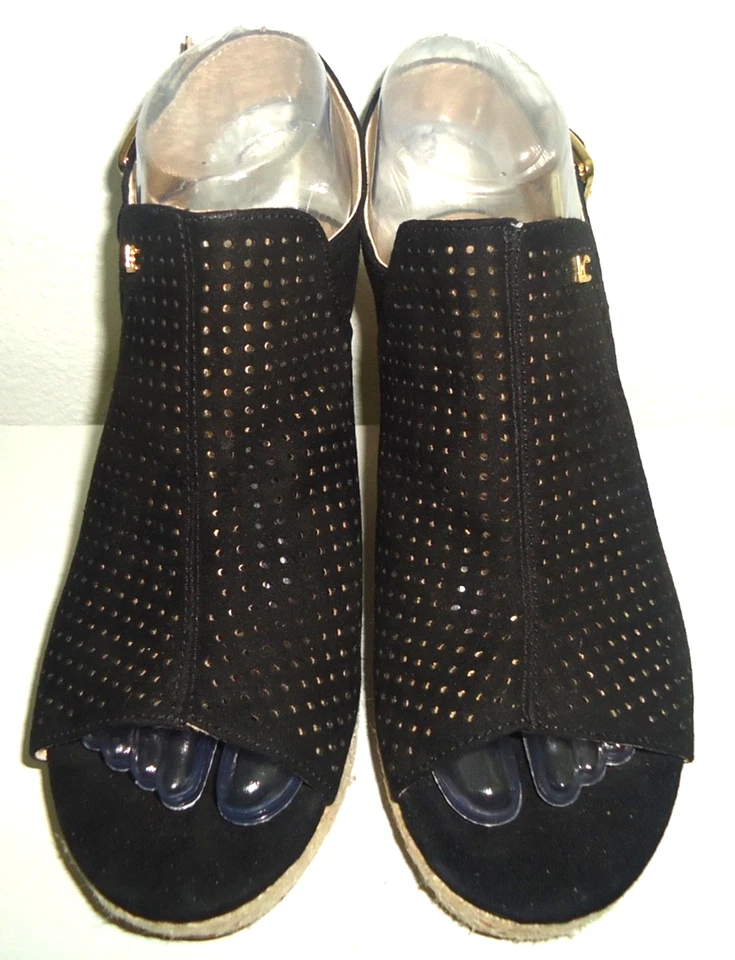 Sandalias Liz Claiborne para mujer talla 7M magenta cuñas tacones paja tiras. Foto 2 de 4