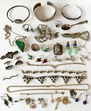 Large Lot Vintage Sterling Silver Jewelry Turquoise Malachite Lapis Lazuli Coral