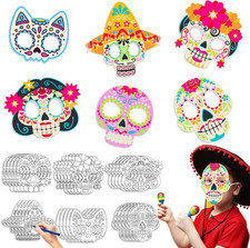 30 Pcs Day of the Dead Skulls Masks Craft Kits