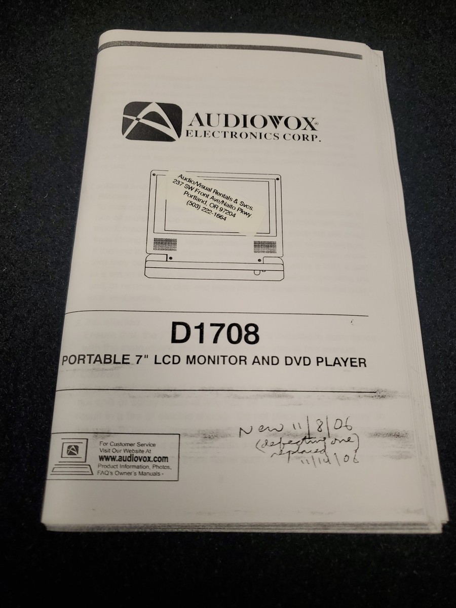 Audiovox D1708 Portable DVD Player (7
