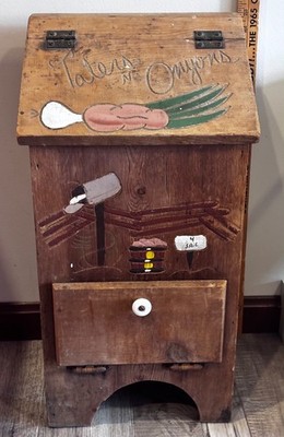 Vintage Potatoes Taters 'N Onions Wooden Storage Bin Farmhouse Country Wood Box