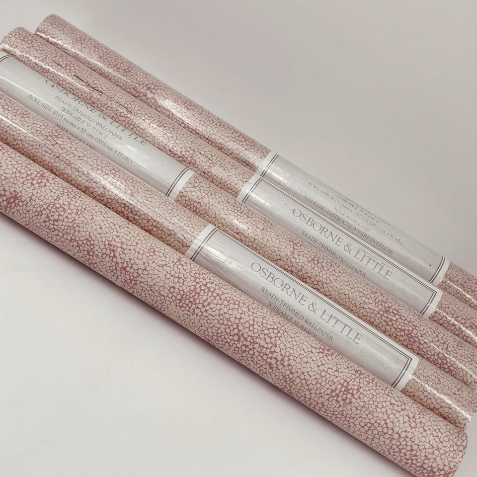 Osborne & Little Wallpaper Salmon Color W Cream Dots 4 Rolls 20.5”x11yd & 1 Open - Image 4 of 4