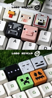 Minecraft Pixel Keyboard Lobo Resin Keycap Mechanical Cross Shaft Key Caps