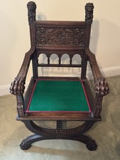 Heavily Carved Victorian Arm Reupholstered With Fitted Cusion And Pad