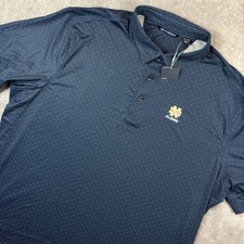 Notre Dame Fighting Irish Polo Shirt Mens 2XL Blue Geometric Performance NEW