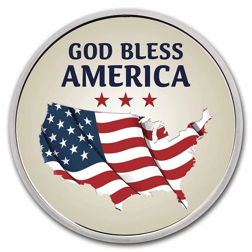 1 oz Silver Colorized Round - APMEX (God Bless America, Map)