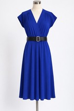 Calvin Klein Blue Midi Dress Belted Work Office Wedding Guest Spring NWT Sz 6