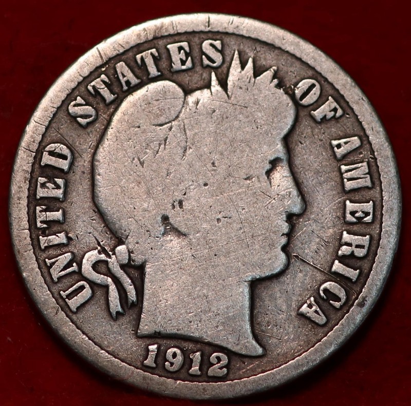 1912-S San Francisco Mint Silver Barber Dime