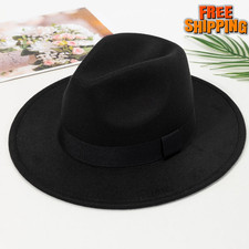 Stylish Black Wool Blend Fedora Hat for Men & Women - Free Shipping! UK