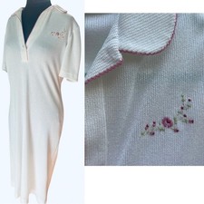 Vtg Knit Feminine Dainty Floral Embroidered Cottage Tennis Core Coquette Dress M