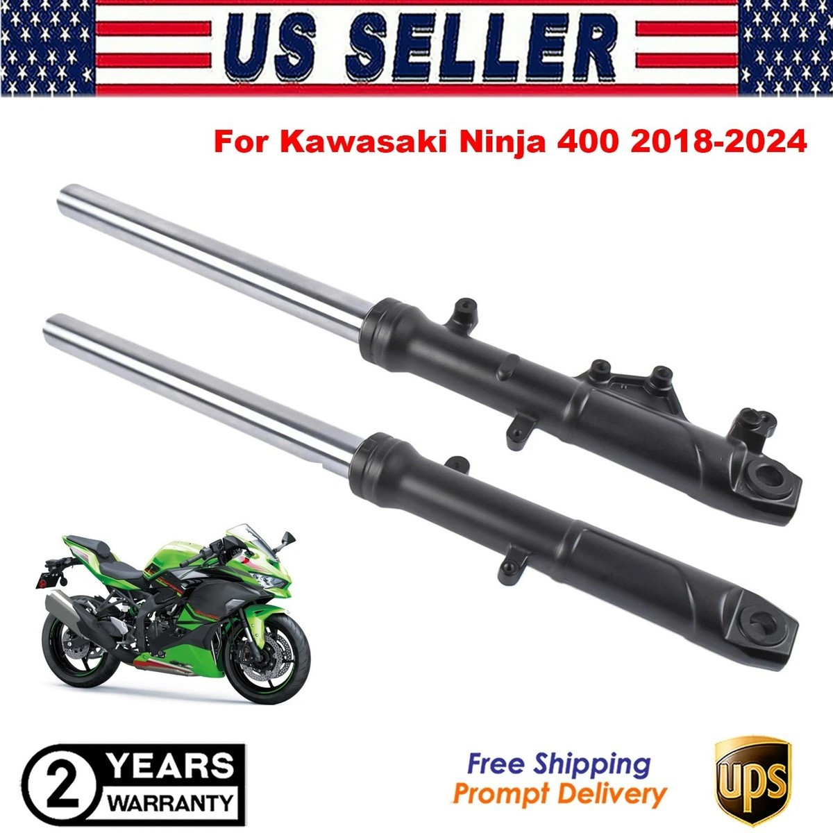 2PCS Front Shock Absorber Fork Suspension For KAWASAKI NINJA 400 EX400 2018-2024