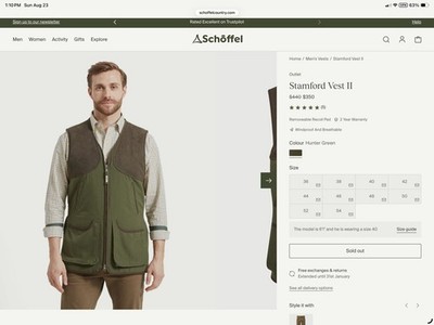 Schoffel Stamford Vest II Size 42 New and Sold Out !