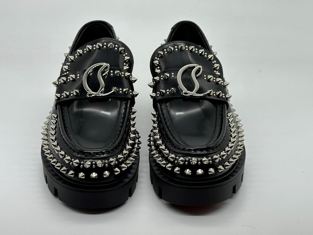 Christian Louboutin CL MOC LUG SPIKES FLAT Leather Loafers