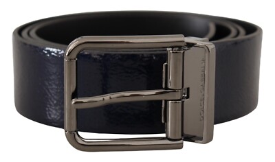 DOLCE & GABBANA Belt Blue Patent Leather Vernice Silver Logo  display picture 1