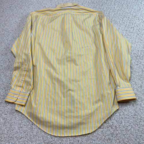 Lands End Mens Dress Shirt sz 15.5 Yellow Striped Non Iron Long Sleeve Button Up - Picture 2 of 12