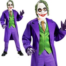 Deluxe The Joker Kids Fancy Dress Batman Villian Boys Halloween Costume Mask