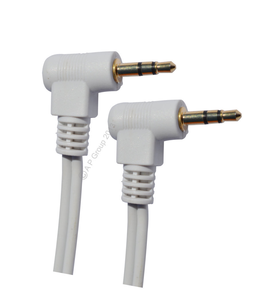 White Right Angled Male Jack to Jack 3.5mm Aux Lead Cable iphone ipod mp3 3m