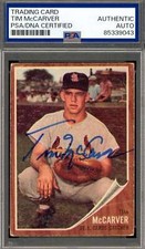 Tim McCarver PSA DNA Signed 1962 Topps Rookie Autographed