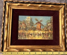 Old Mill Art Oil Painting On Board Signed A. Diamond 5” X 7” Vintage