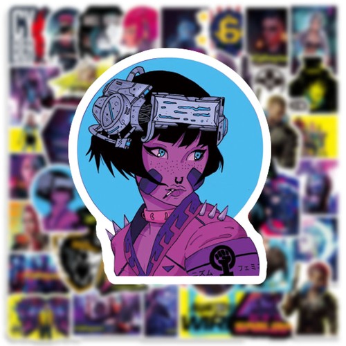Pack de 100 autocollants Cyberpunk 2077 pour ordinateur portable/bouteille d'eau/téléphone/guitare/skateboard - Photo 10 sur 13