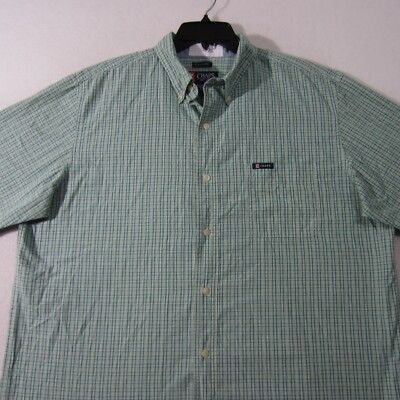 Chaps Shirt Mens Extra Large Green White Yellow Button Up Outdoors Casual 1933q