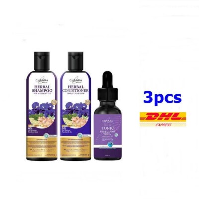 Chaba Hair Growth Shampoo 1 + Conditioner 1 +  Tonic 1 reduce hair loss Herbal